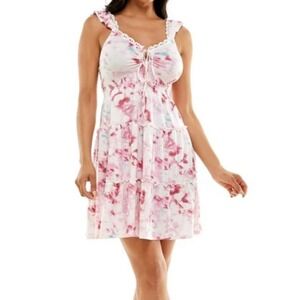 Almost‎ Famous Pink Smocked Ruffle Fit & Flare Dress Size M Babydoll Coquette